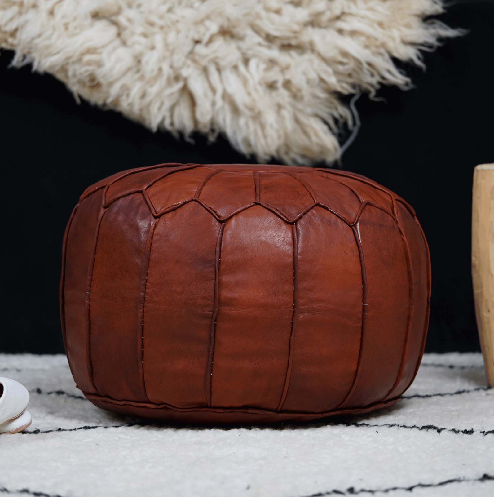 HONEY BROWN MOROCCAN LEATHER POUF
