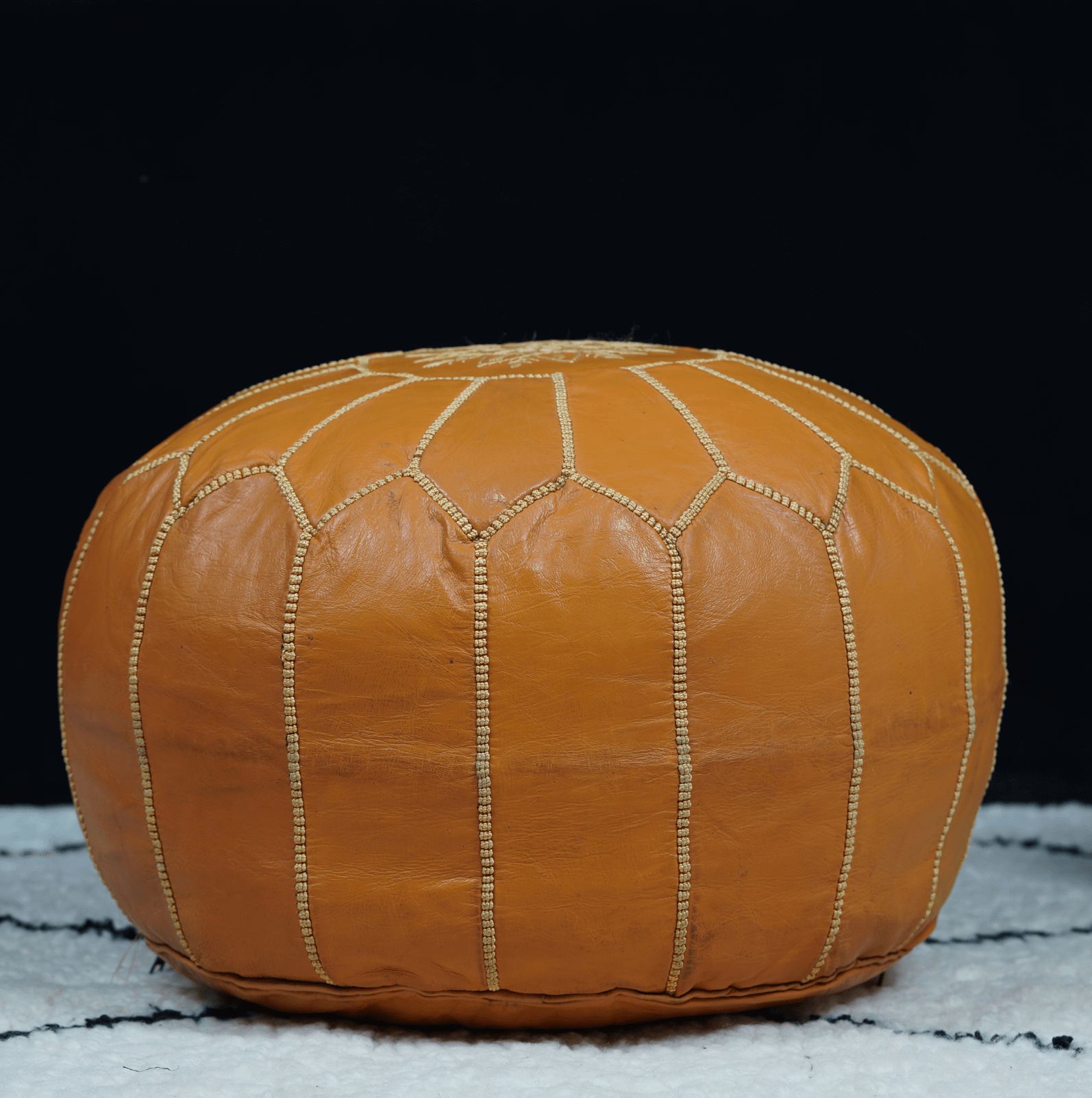 OCHRE MOROCCAN LEATHER POUF