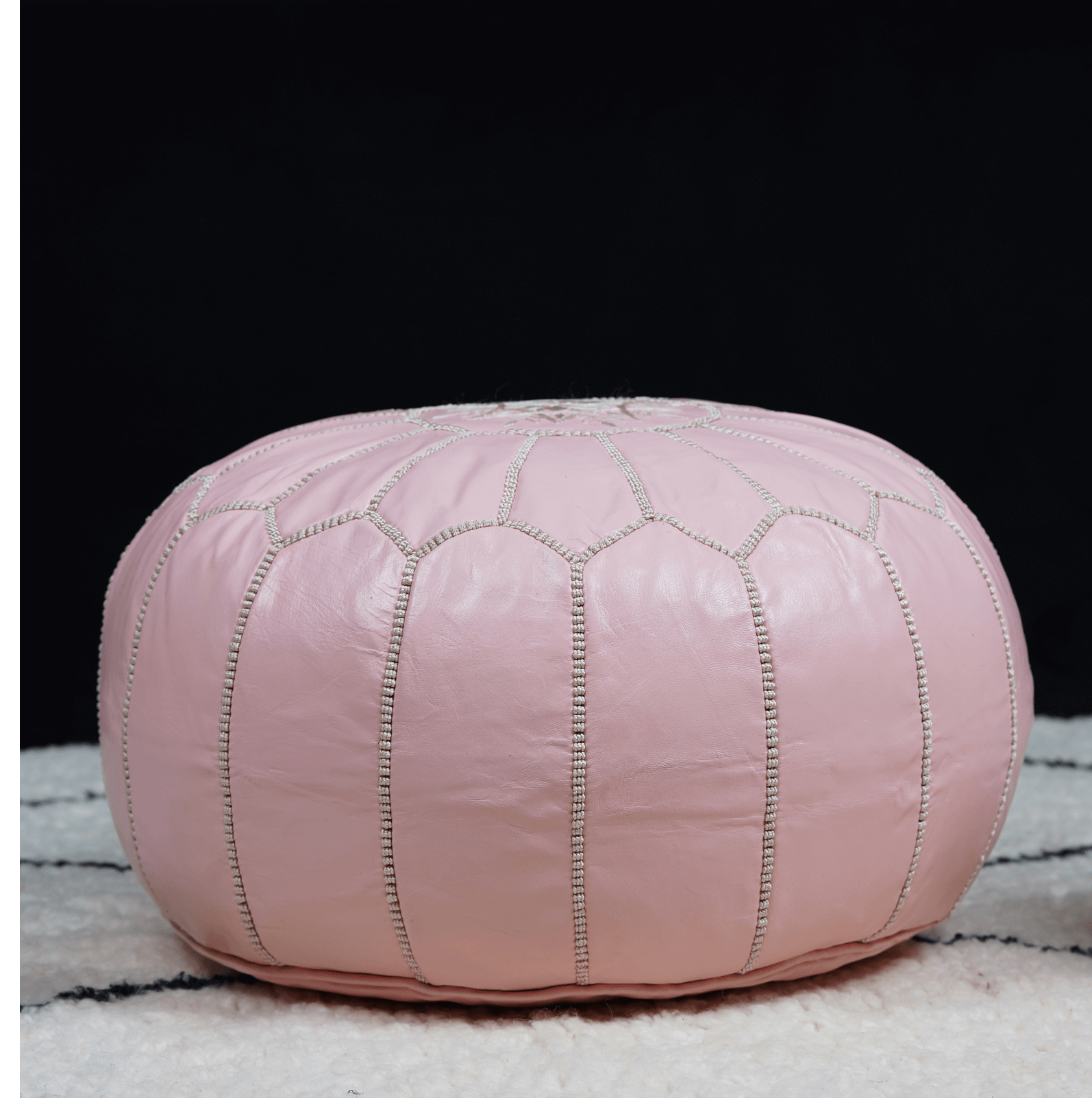 PINK MOROCCAN LEATHER POUF